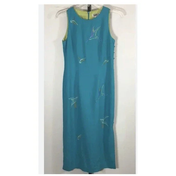 Donna Morgan Vintage Floral Embroidered Maxi Linen Dress Women’s 16 - Picture 15 of 16